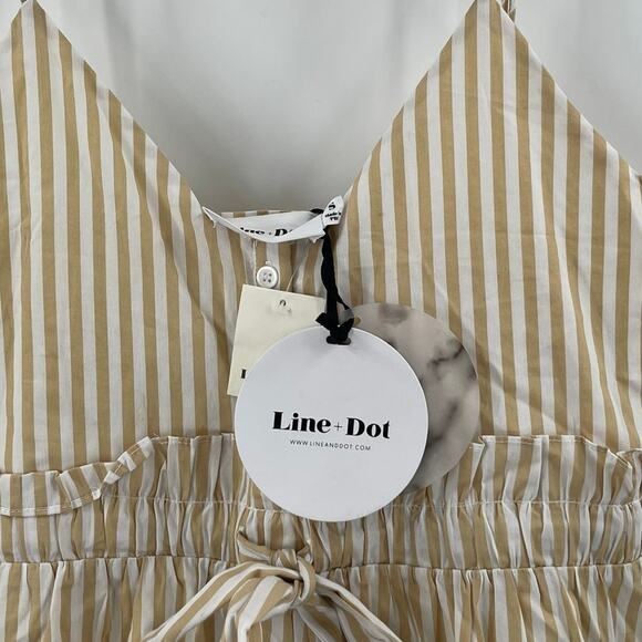 LINE & DOT Ryline Dress Size Small Yellow Stripe Yellow/Tan Ruffle Tie Waist NWT - Picture 5 of 16